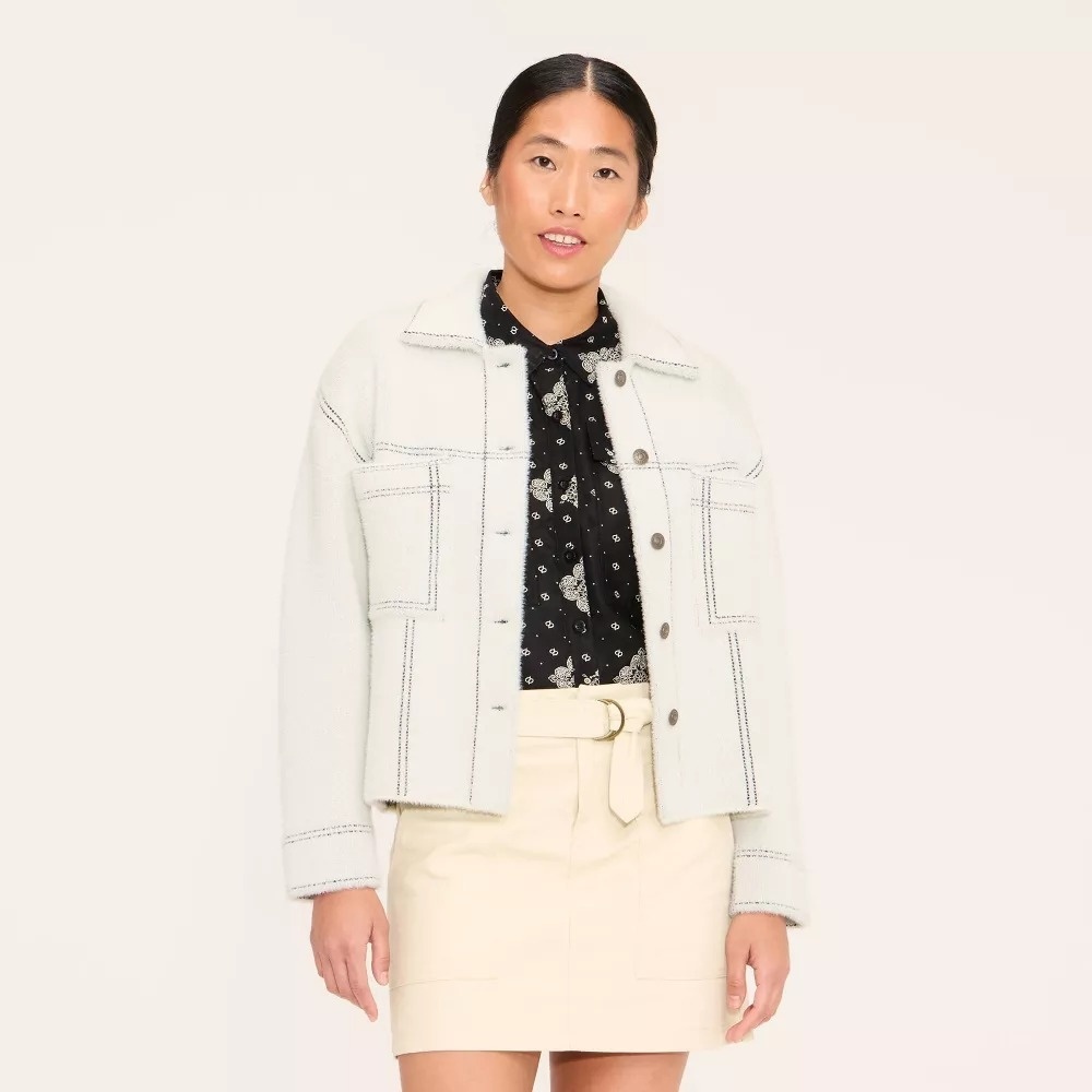 Woolrich x Target Women's M Medium Shacket Cream Sweater / Shirt Jacket‎ NWT!